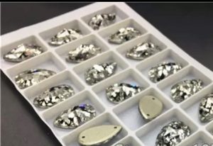 Pietre da cucire Gocce glitter argento